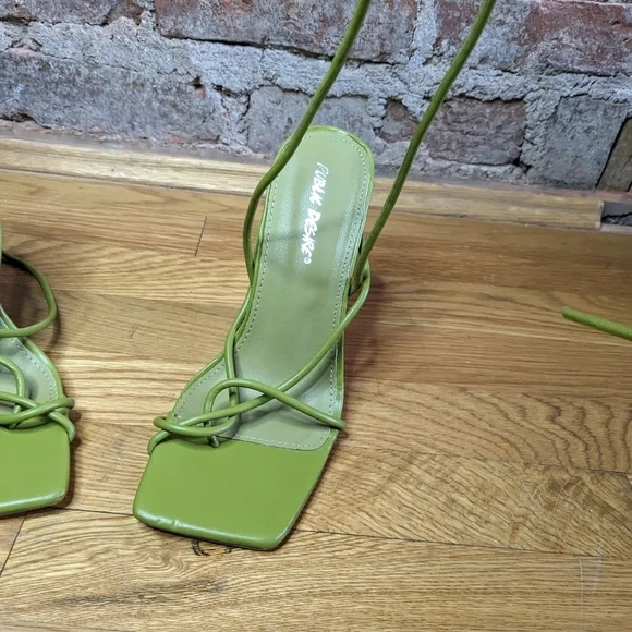 Public Desire Size 6 Olive Green Strappy Heeled Sandals - Picture 2 of 7